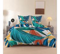 PNHCL Housse de Couette 200x220 Tropical Leaves, avec 2 Taie d'oreiller 65x65 Cm, Parure de Lit 200x220 cm Adulte Feuille de Monstera Bleue, Microfibre, Linge de Lit Fermeture éclairm -RZ157