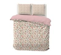 PNHCL Housse de Couette 220x240 2 Personnes Rose Rose Floral Discret Parure de lit Microfibre Vigne Romantique Imprimée Réversible Linge de Lit avec Fermeture éclair et 2 Taie d'oreiller 65x65 A111