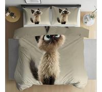 PNHCL Housse de Couette 220x240 Chat Rigolo Gris - Parure de Lit 2 Personnes Animaux Mignons pour Fille Garçon Ado - Sets de Housse Couette avec 2 Taies d'oreiller 65x65cmH206