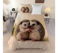 PNHCL Housse de Couette 240 X 260 HéRisson Parure de Lit 2 Personnes, Animal Housse Couette Microfibre avec 2 Taies d'oreiller pour Adulte Deco Chambre, Rongeurs Orange