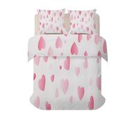 PNHCL Housse de Couette 240x280 cm 2 Personne, Housse de Couette Coeur Réversible Microfibre, Parure de Lit Adulte Motif Cœur Rose Linge de Lit Fermeture éclair avec 2 Taie d'oreiller 65x65 Cm -TX59