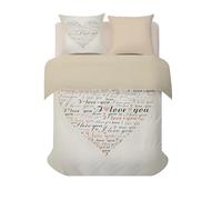 PNHCL Housse de Couette 240x280 cm 2 Personne, Housse de Couette Coeur Réversible Microfibre, Parure de Lit Adulte Cœur Lettre Love Linge de Lit Fermeture éclair avec 2 Taie d'oreiller 65x65 Cm -TX35