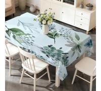 PNHCL Nappe Fleurs Sauvages Bleues Imperméable 140x220 cm Rectangulaire, Nappe Lavable Anti Tache Motifs Botaniques Floraux pour Cuisine Jardin Fête R-69