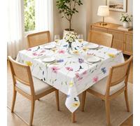 PNHCL Nappe Fleurs Sauvages de Printemps 80x80 cm Carrée, Nappe Imperméable Lavable Floral Aquarelle pour Petite Table Cuisine Salon R-16