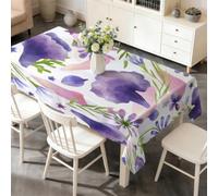 PNHCL Nappe Fleurs Sauvages Violettes Imperméable 140x260 cm Rectangulaire, Nappe de Table Anti Tache et Lavable Floral pour Salle à Manger Mariage Buffet Jardin R-62