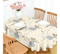 PNHCL Nappe Ovale Fleurs de Printemps 140x220 cm, Grande Nappe Anti Tache Lavable Fleurs Sauvages pour Mariage Buffet Jardin W&6