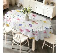 PNHCL Nappe Ovale Fleurs Sauvages de Printemps 140x300 cm, Grande Nappe Lavable en Polyester, Décoration de Table Imperméable Floral Aquarelle pour Fête Jardin Salle à Manger R-16