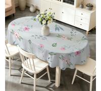 PNHCL Nappe Ovale Fleurs Sauvages Roses 140x300 cm, Grande Nappe Lavable en Polyester, Décoration de Table Imperméable Fleurs AquarelleEs pour Fête Jardin Salle à Manger R-63