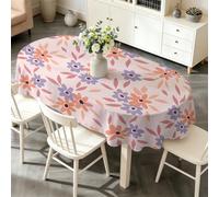 PNHCL Nappe Ovale Florale PrintanièRe 140x180 cm, Nappe de Table Réutilisable en Polyester Botanique Sauvage pour Balcon Terrasse Party W&71