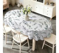 PNHCL Nappe Ovale Rameaux D'eucalyptus 140x280 cm, Grande Nappe Imperméable Lavable et Réutilisable, de Feuilles Table Anti Tache pour Cuisine Fête Terrasse Outdoor R-60