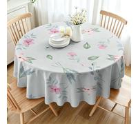 PNHCL Nappe Ronde Fleurs Sauvages Roses Imperméable 140 cm, Nappe Lavable et Réutilisable, Fleurs AquarelleEs Protection Table Anti Tache pour Salle à Manger Terrasse Fête R-63