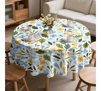 PNHCL Nappe Ronde Florale PrintanièRe Imperméable 160 cm, Grande Nappe de Table en Polyester, Botanique Sauvage Facile à Nettoyer pour Mariage Buffet Jardin Pique Nique W&51