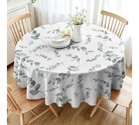 PNHCL Nappe Ronde Rameaux D'eucalyptus Imperméable 180 cm, Nappe Anti Tache Lavable, de Feuilles Décorative pour Table à Manger Cuisine Party Outdoor R-60