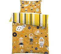PNHCL Parure de lit 120x150 Enfant Astronaute Mignon Imprimée - Housse de Couette 1 Personne Amoureux De L'Astronomie Ensemble de Literie Réversible en Microfibre avec 1 Taies d'oreiller 40x60 cm