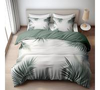 PNHCL Parure de Lit 140x200 Enfant Feuilles Imprimé Housse de Couette avec 2 Taies d'oreiller 65x65, Plantes Tropicales 1 Personne Ensemble de literie pour Filles Garçons Décoration Chambre LC-1872