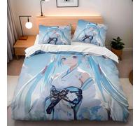 PNHCL Parure de Lit 160x200 Japonais Imprimé Housse de Couette avec 2 Taies d'oreiller 65x65, Dessin Animé 1 Personne Ensemble de literie pour Filles Garçons Ado Décoration Chambre LC-1495