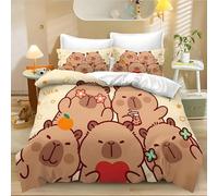 PNHCL Parure de Lit 240 x 260 Capybara - Housse de Couette 2 Personnes Animaux Amusants avec 2 Taies d'oreiller - Ensemble de literie Dessins Animés pour Ado Adulte Décoration Chambre MT&14