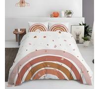 PNHCL Parure de Lit 90x190 Enfant Arc-en-Ciel Blanc Housse de Couette Enfant 110g/㎡ Microfibre Parures de Lit 90x190 + 2 Taie d'oreiller 65x65cm Fille Garcon Decoration Chambre
