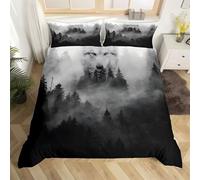 PNHCL Parure de Lit 90x190 Enfant Forêt Housse de Couette 90x190 Loup avec 2 Taies d'oreiller 65x65 cm Housse Couette 1 Personne Nature pour Fille Garçon X-95