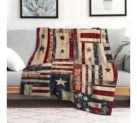 PNHCL Plaid Couverture Flanelle Drapeau Américain Vintage - 130X150 Cm Confortable Lavable, Plaid Style Patriote Américain pour la Maison Le Bureau Le Lit Le Canapé Ou Le Fauteuil Cadeau Parfait-RC98