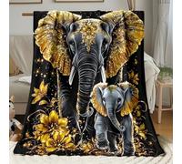 PNHCL Plaid Couverture Flanelle Éléphant avec Veau Orné - 200X220 Cm Confortable Lavable, Plaid Motif Floral pour la Maison Le Bureau Le Lit Le Canapé Ou Le Fauteuil Cadeau Parfait-RC93