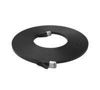 PNI Câble réseau plat S/STP CAT7 U7100B, 2 x RJ45, 4 paires de fils, 32AWG, cuivre, 10 Gbps, 600 MHz, 10 m, noir