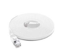 PNI Câble réseau plat S/STP CAT7 U7150W, 2 x RJ45, 4 paires de fils, 32AWG, cuivre, 10 Gbps, 600 MHz, 15 m, blanc