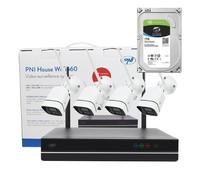 PNI Ensemble de kit de vidéosurveillance House WiFi660 NVR et 4 caméras sans fil 3MP avec disque dur de 1 To