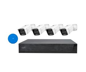 PNI House Kit Vidéo Surveillance IPMAX POE 3, NVR avec 4 Ports POE et 4 Caméras IP 3MP, POE + Gift Sticky Pad Blue