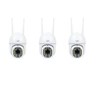 PNI Kit 3 pièces IP440 WiFi PTZ Caméra de vidéosurveillance sans Fil 4MP Zoom numérique Fente Micro SD Autonome Alarme de détection de Mouvement Suivi de Mouvement