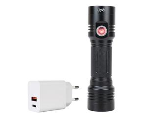 PNI Paquet de lampe de poche double en aluminium Adventure F200 avec LED, batterie 4000mAh, PD3.0, PPS et port USB-A, 30W