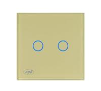 PNI SH202G Interrupteur à double contact en verre doré avec indicateur LED
