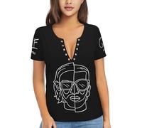 PNL* Rap T-Shirt Femme Col V Profond - Tee-Shirt Sexy à Manches Courtes - Style Rap Français Streetwear - Vêtement Fan P*NL - Cadeau Mode Small