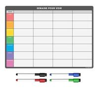 Pnning Frigo Magnétique Tableau Bnc Effaçable Semainier Liste de Courses et Calendrier pour 42 x 30cm [A3] Multicolore MEMO