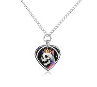 PNOMEDPKJ Collier personnalisé en forme de crâne de chat pour chien, chat, urne en forme de cœur avec entonnoir, pendentif funéraire pour animal domestique, petit médaillon souvenir pour homme et