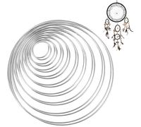 PNOOFR 18 Pièces Cercle Métal, Cercle Attrape Reve Argenté, anneaux en métal artisanaux de 10 cm, Cerceau Metallique Anneaux, Attrape Rêve, pour Family DIY Craft Making, Attrape Rêves, Fleurs