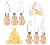 PNOOFR 6 Pièces Ensemble de Couteaux à Fromage Cuisine Cheese Couteaux Set Couteau à Fromage Fourchette a Beurre Collection Coffret Couteau à Fromage Manche en Bois