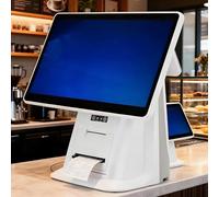Pnpaea Caisse Enregistreuse écran Tactile Intelligente,Moniteur Caisse LCD Tout-en-Un Double écran 15,6''pour Petites Entreprises Caissier Menu Professionnel Magasin,Supermarché DualScreen-B（58mm）