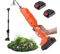 Pnpaea DéSherbeur éLectrique sans Fil,Binette éLectrique,Outil De Jardin sans Fil,Houe De Jardinage Manuelle Et DéSherbeur éLectrique pour Ameublir Le Sol Et DéSherber 2Batteries-withPole