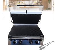 Pnpaea Plaque Panini Professionnel,Machine Panini,Plaques RainuréEs en Fonte éMailléE, 3000w,Acier INOX,pour La Cuisson des LéGumes,des Croque-Monsieur, des Hamburgers ElectricHeating