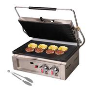 Pnpaea Presse à Panini Professionnelle Grill Electrique,2 Plaques INOX RainuréEs 3000w 50-300 ° C,Parfait Sandwicherie, Restaurant Grille Poisson LéGumes Croques Viande ElectricHeating