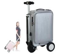Pnpaea Valise Electrique,Valise Trottinette,Coque Rigide LéGèRe avec 4 Roues Pivotantes Et Verrous TSA Cabine, avec SièGe IntéGré,pour Pendaisons De CréMaillèRe Pink-Stripes