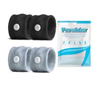 Pnrskter Reiseübelkeits-Armbänder, 2 Paare, für Auto, Schiff & Flug, Armbänder gegen Bewegungsübelkeit ohne Medikamente, für Erwachsene & Kinder, Grau & Schwarz