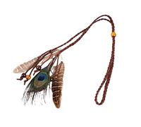 Pnuokn Bandeau à plumes indiennes - Coiffe indienne - Coiffe amérindienne - Bijoux hippie - Bandeau à plumes pour femme