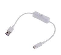 Pnuokn Câble USB vers Type-C blanc avec interrupteur de transfert de données et cordon de charge haute vitesse pour appareils numériques et accessoires Câble de données portable de type C Câble de