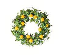 Pnuokn Couronne de citron artificiel avec fruits pour porte d'entrée, jardin, vacances, mariage, affaires