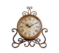 Pnuokn Horloge de table silencieuse vintage rétro en fer à piles pour maison, chambre, salon, bureau