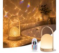 PnxdeobXL Lampe Projecteur Vagues LED Océan IP65 16 Couleurs 4000 mAh | USB-C Rechargeable, 3-en-1 Lampe de Table/Murale/Suspendue, pour Chambre, Salle de Bain, Camping, Fête