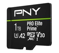 PNY Carte microSDXC 1TB Pro Elite Prime Class 10 U3 V30 A2 + Adaptateur SD - jusqu'à 200MB/s, Class 10, U3, V30, A2, 4K UHD, Full HD, UHS-I
