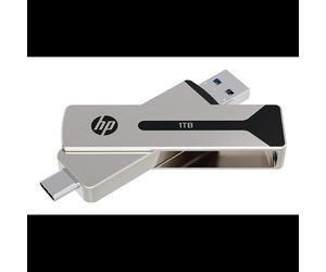 PNY 911 Pro - Lecteur Flash USB 1 To, USB Type-A/Type-C 3.2 Gen 2, Vitesse Lecture 1000 Mo/s, Écriture 900 Mo/s, Format Pivotant, Argent